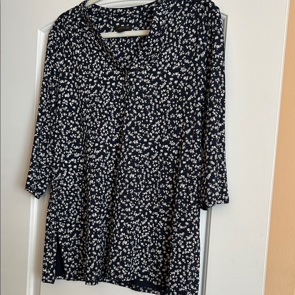 J. Jill Black and White Floral Blouse
